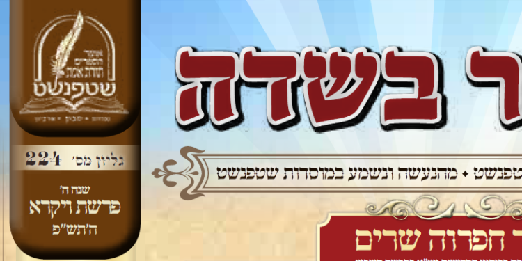 להורדה: גליון 'באר בשדה' מספר 224 לפרשת ויקרא תש"פ